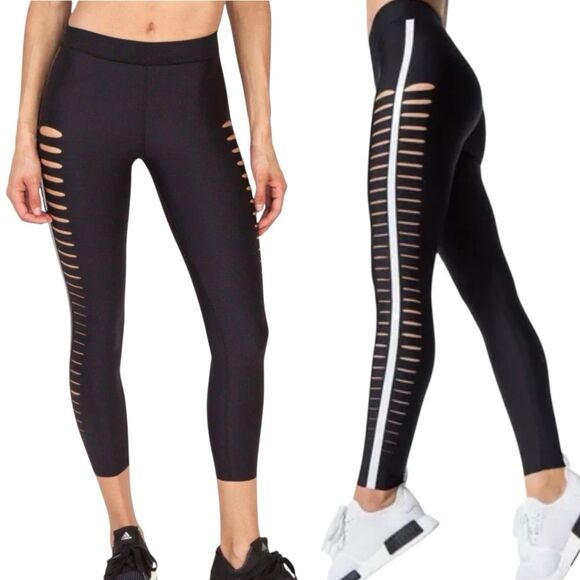 Ultracor Pants - Ultracor Ultra High Silk Slash Ankle Leggings Compression Black Sexy $185 Size M
